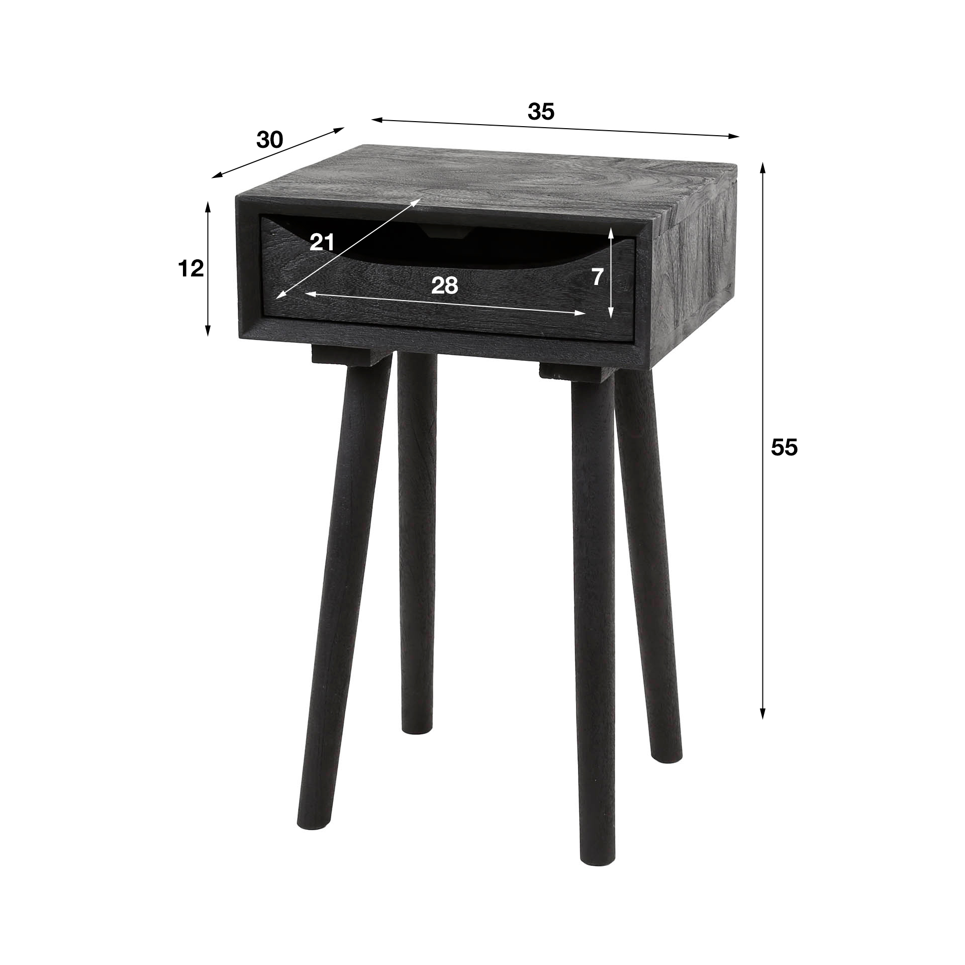 Nachtkastje 1L sleek wood inlay